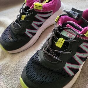 Avia Kids Athletic Sneakers - Black, Pink & Neon Yellow